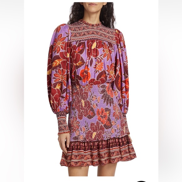 š„ FARM RIO Sweet Floral Long Sleeve Minidress - Picture 16 of 17